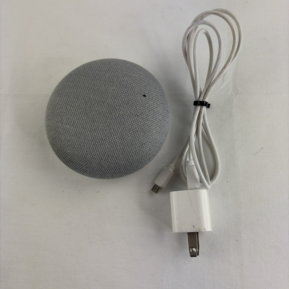 Working Google HOA Home Mini Smart Speaker Gray Google Assistant +Power Cord