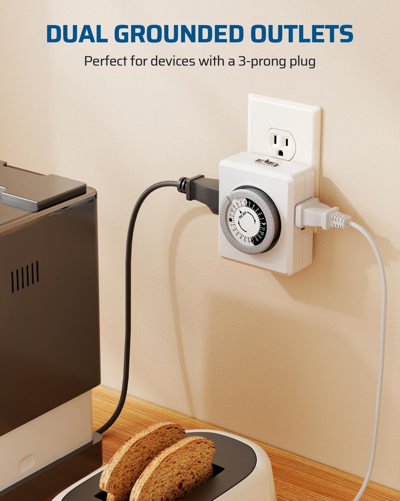 DEWENWILS 24 Hour Cycle Plug-in Mechanical Timer 2 Pack, Indoor White
