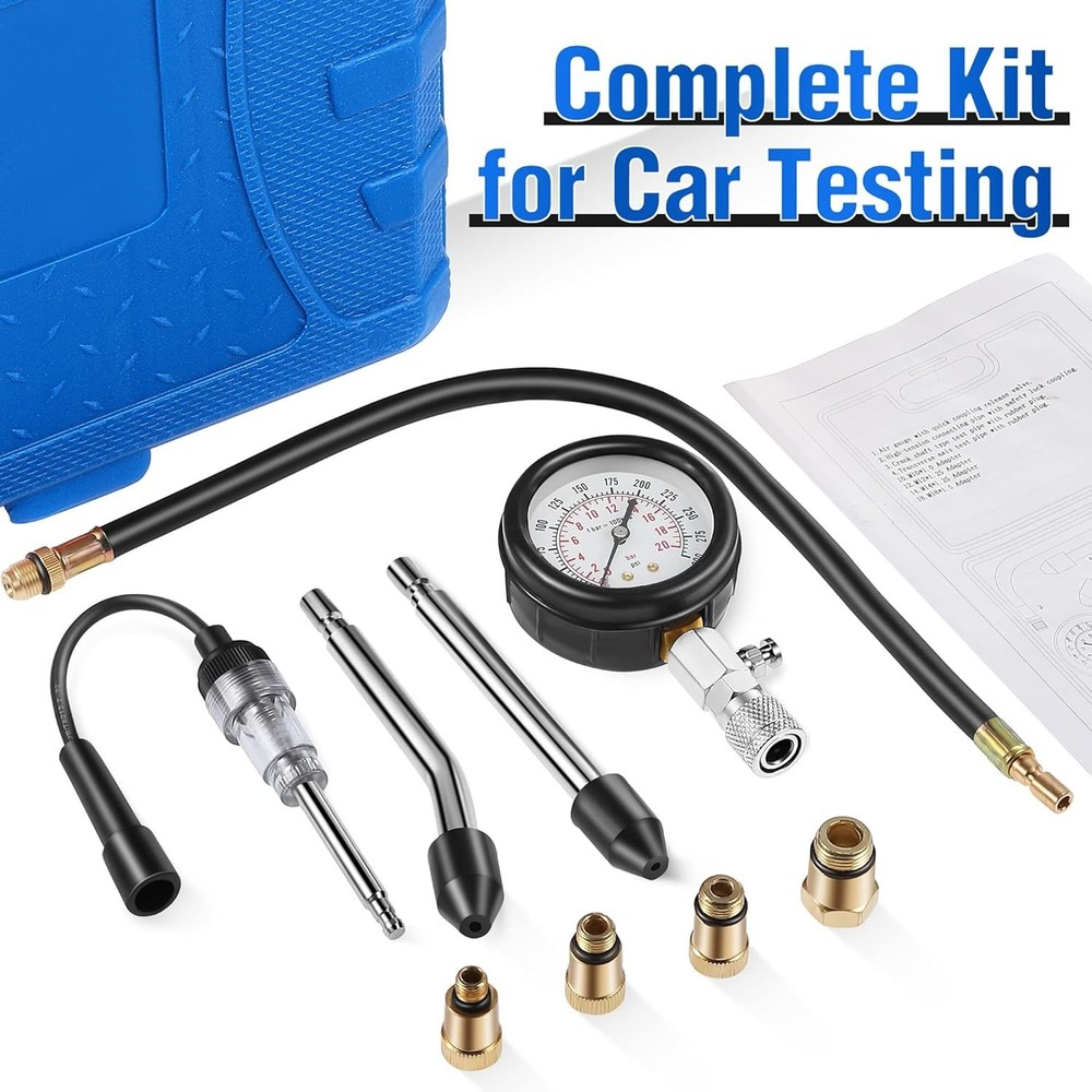 Automotive Compression Tester Kit with Spark Plug Tester for Engine Diagnostics