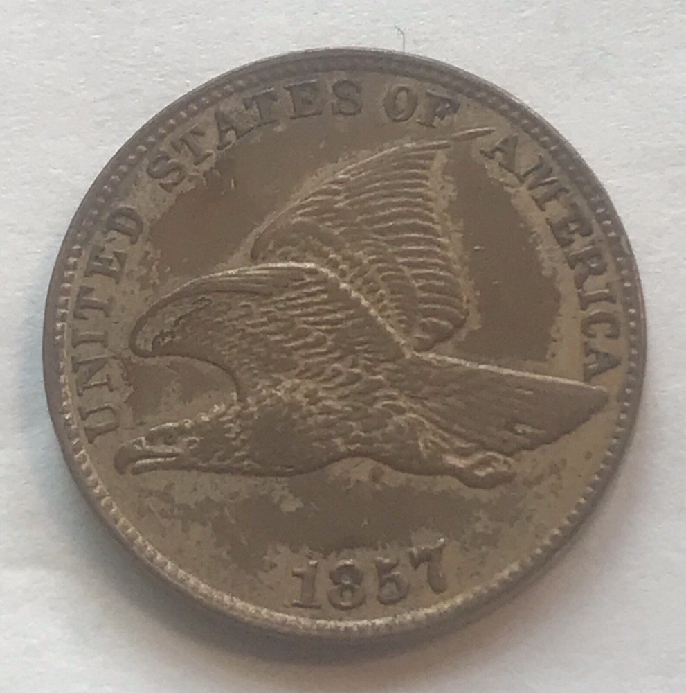 1857 Flying eagle cent, nice AU , scarce