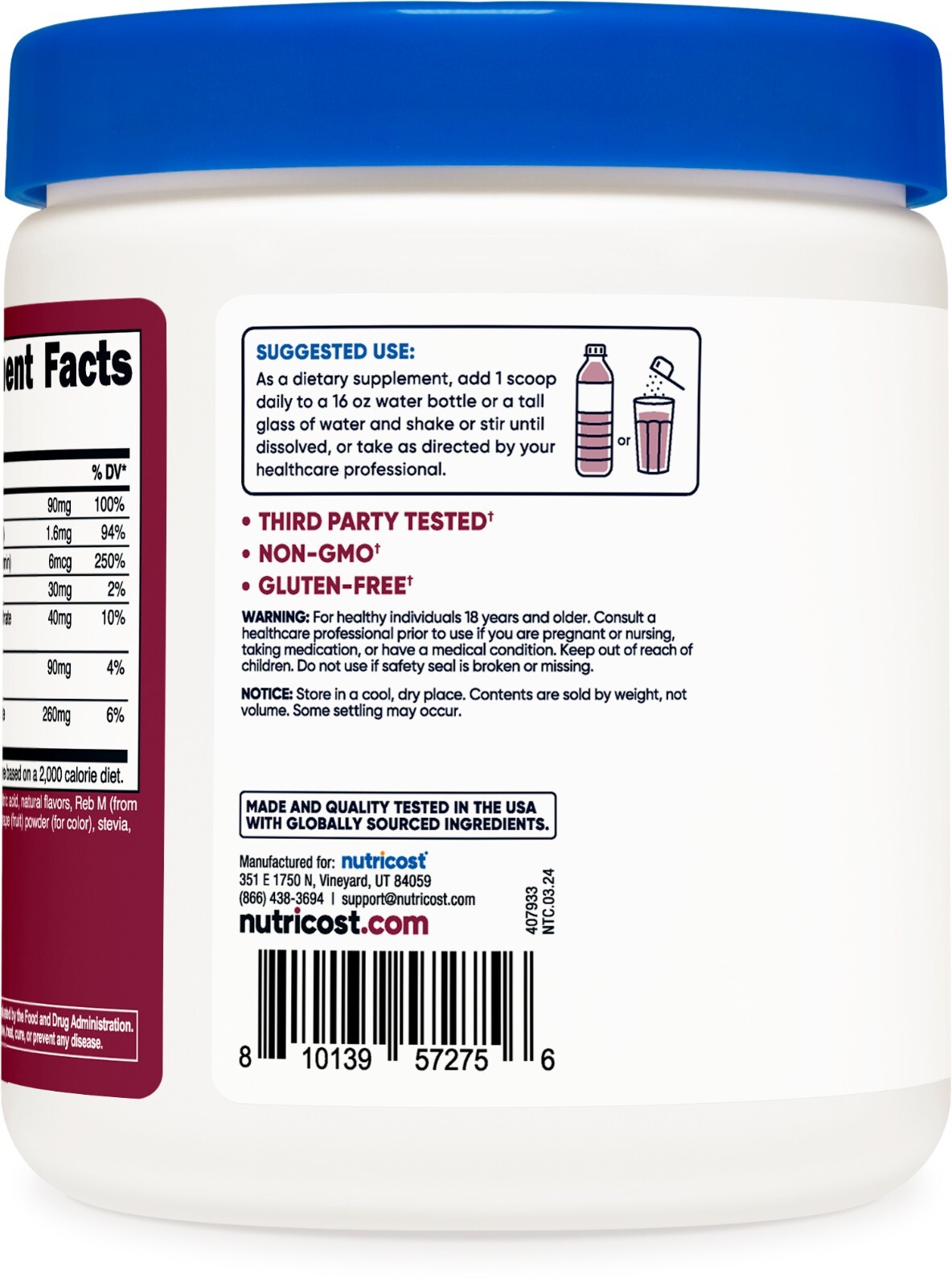 Nutricost Electrolyte Complex Drink Mix Powder (Grape) 120 Servings