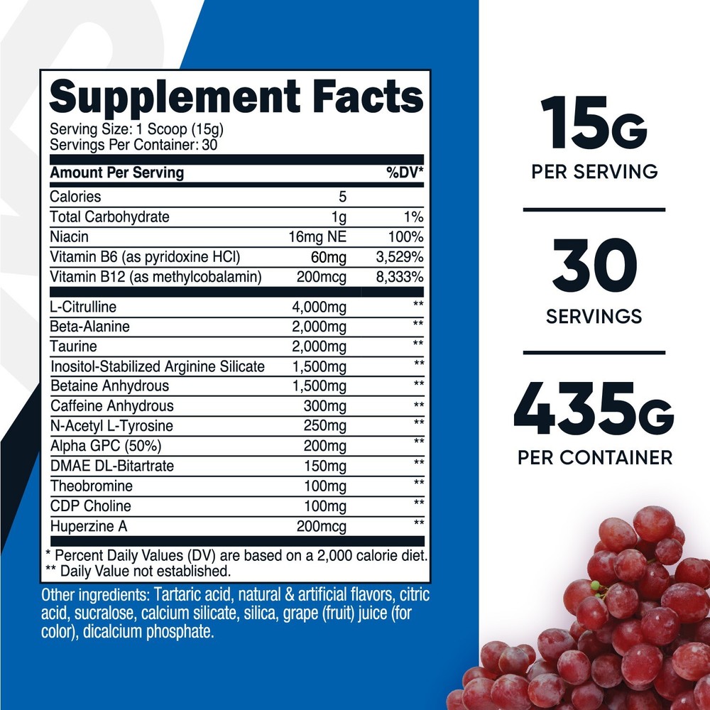 Nutricost Pre-X, Extreme Pre-Workout Powder Complex, Grape, 30 Servings
