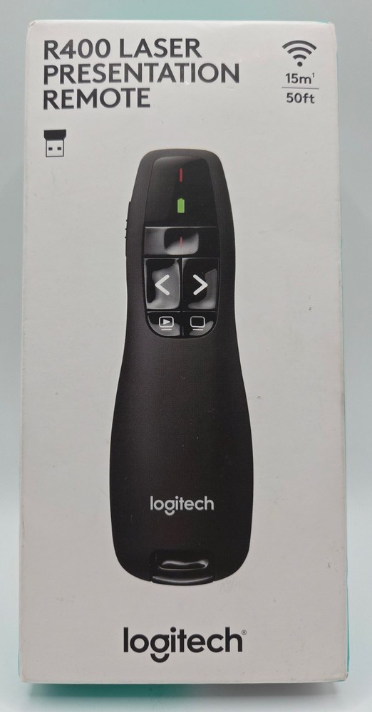 Logitech Wireless Presenter R400 with Red Laser Pointer and USB Receiver
