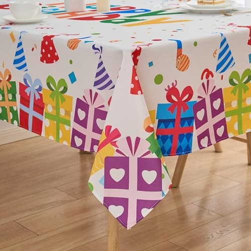 Birthday Tablecloth 84" x 60" (Rectangular) V59 Happy Birthday Gift Box