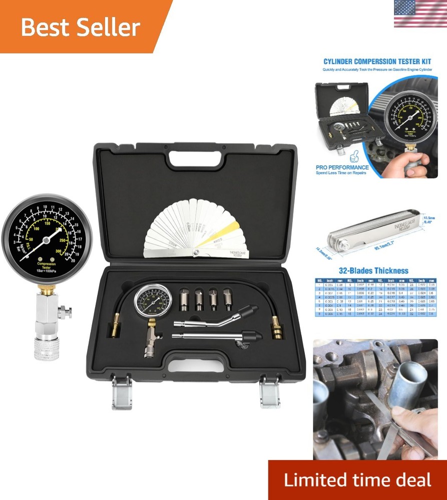 Efficient Engine Compression Tester Kit - Triple Range Pressure Gauge Included
