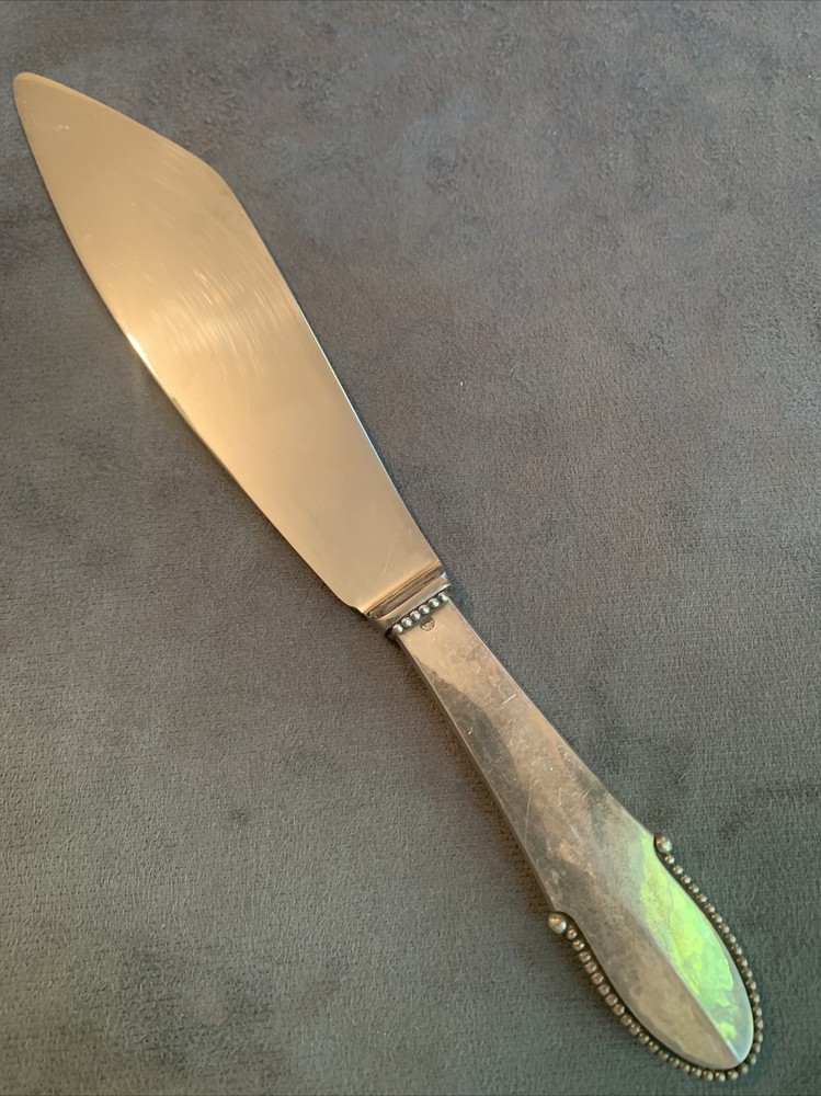 Sterling Silver Georg Jensen Denmark Beaded Pattern Cake Knife