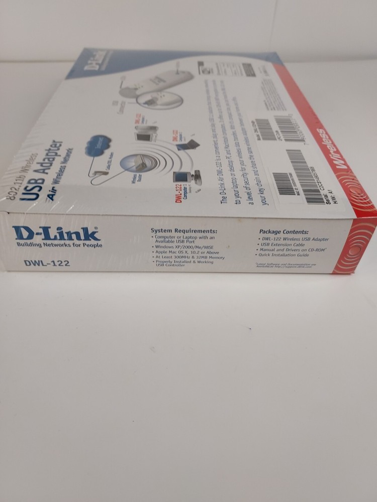 D-link Air Wireless Network- USB Adapter 802.11b DWL-122 New