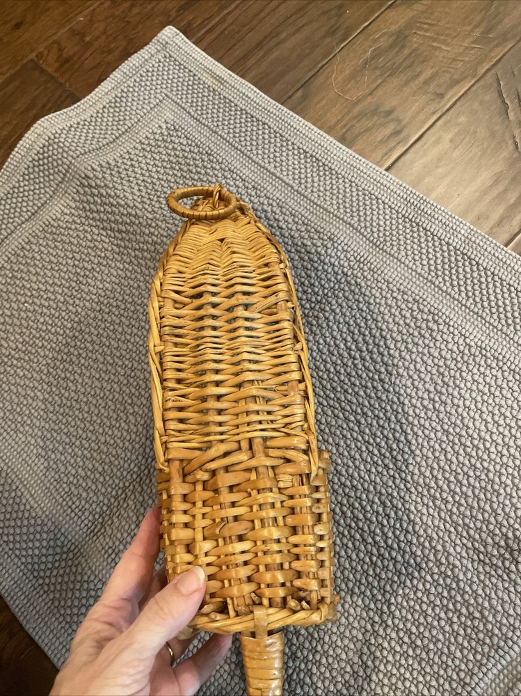 vintage wicker wine pourer