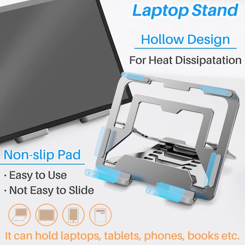 Green Laptop Stand Aluminum Computer Riser Adjustable Notebook Holder Anti Sl...