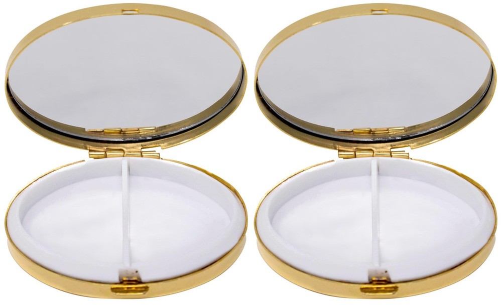Set of 2 Oval-Shaped Compact Pill Box With 2 Compartments