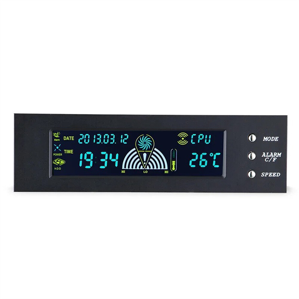 5.25 Inch PC Computer Front Panel LCD 3 Fans Speed Temperature Sensor Controller
