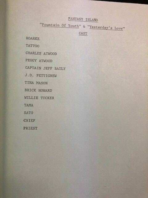 FANTASY ISLAND TV SCRIPT - 1979- Vintage Original