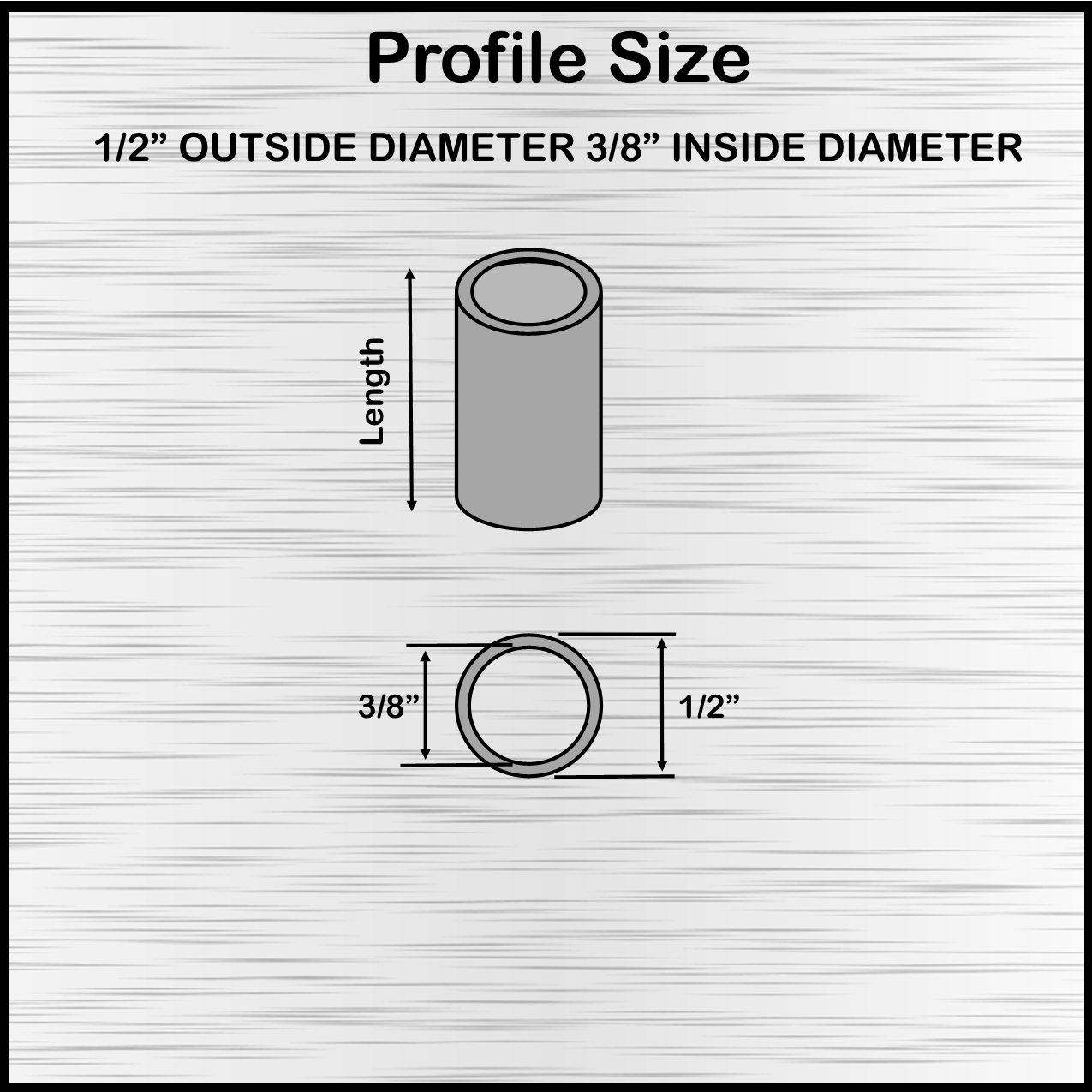 New Mild Steel Spacer Bushing 1/2" OD x 3/8" ID--Fits M8 or 3/8" Bolts