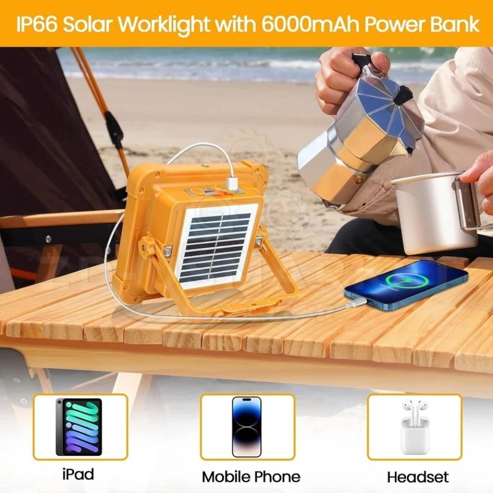 Portable LED Solar Rechargeable Work Light Outdoor Camping Security Light US