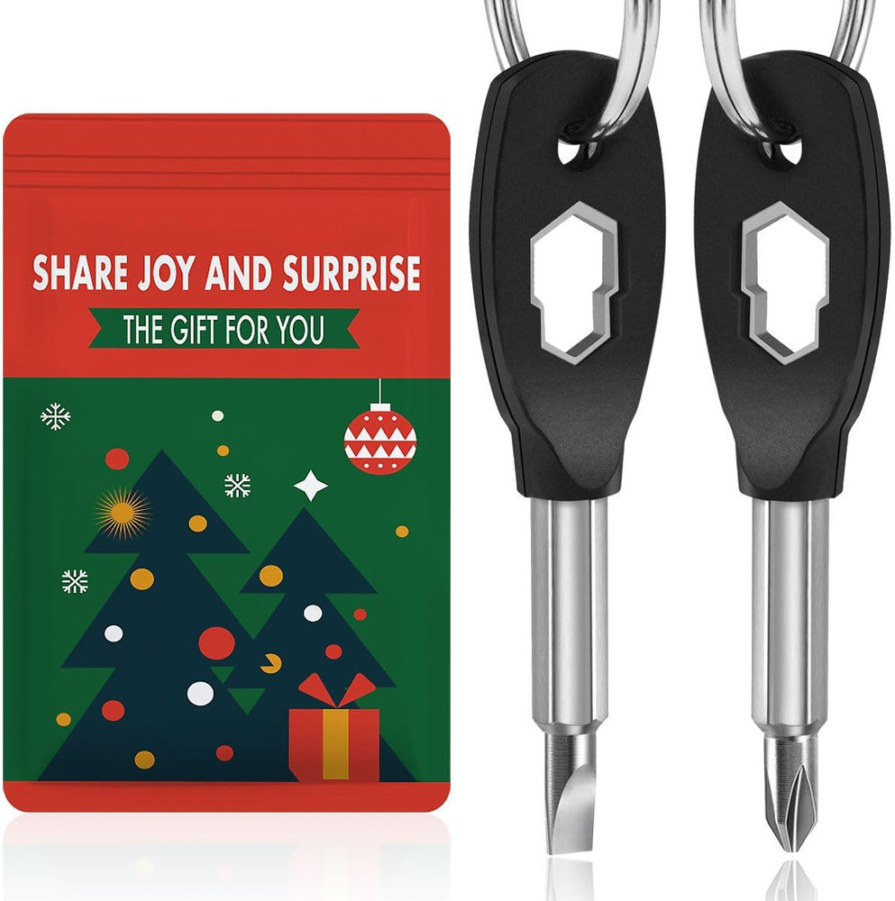 Stocking Stuffers for Men, 6-In-1 Keychain Screwdriver Bit with Flathead and Ph