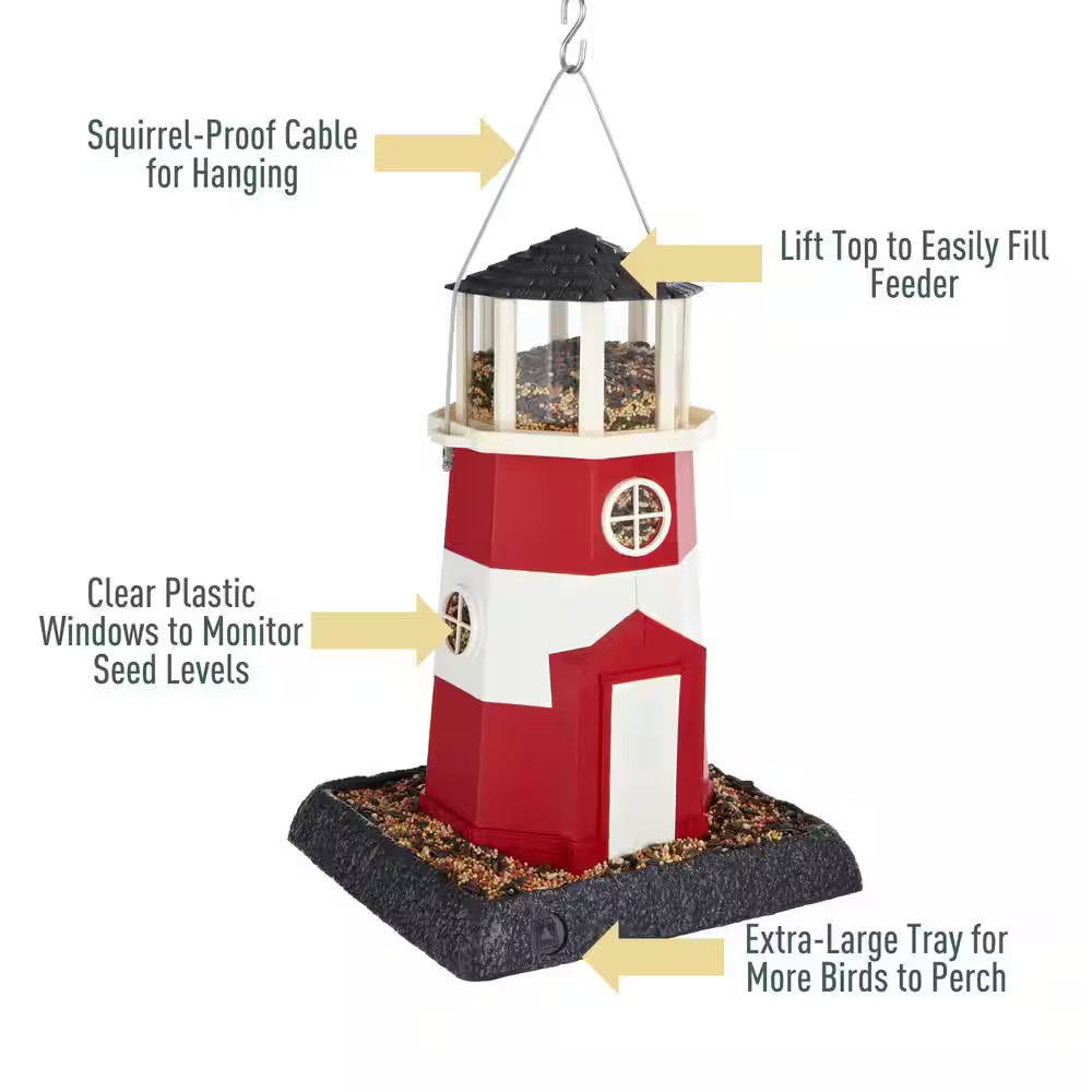Large Red/White Lighthouse Birdfeeder
