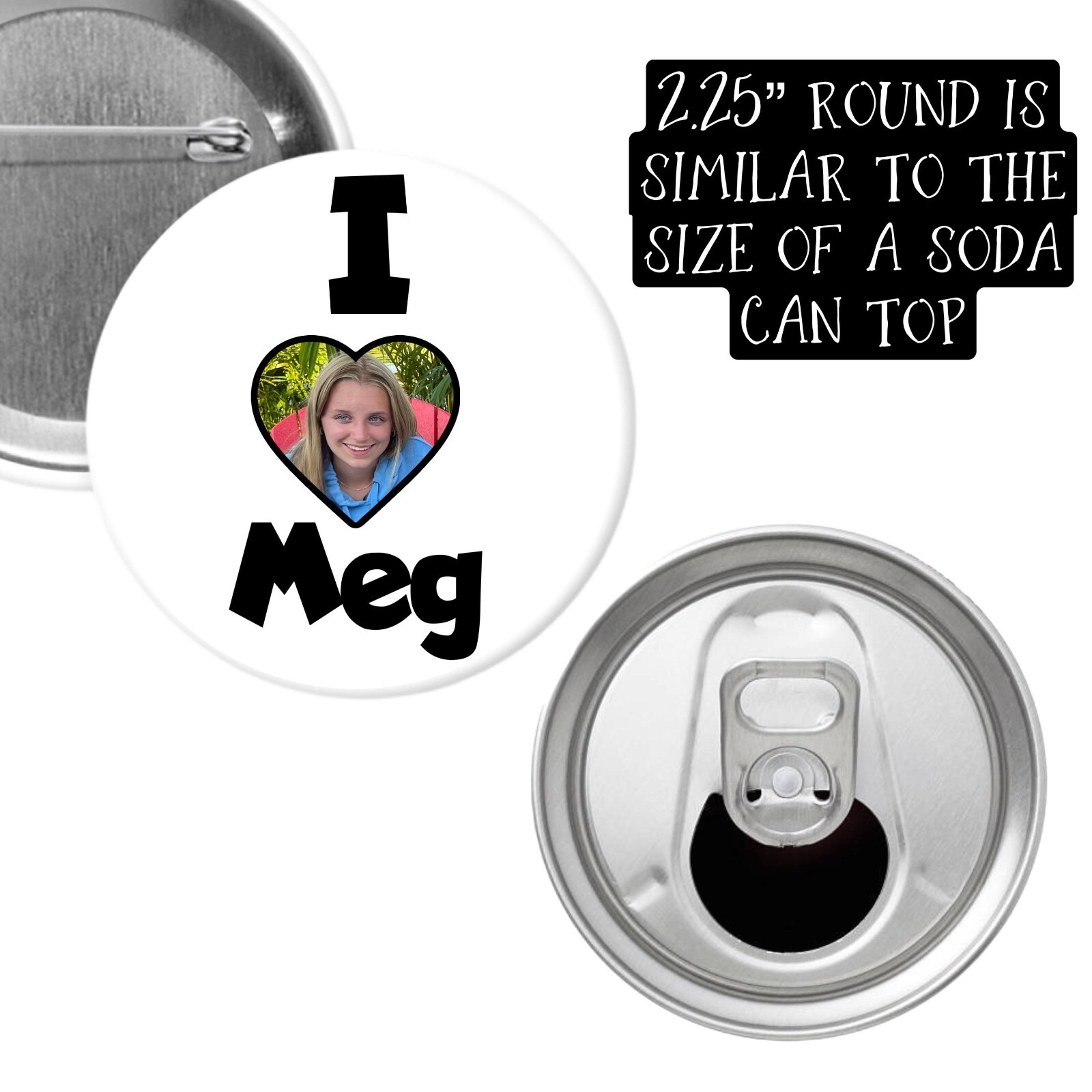 CUSTOM PINBACK BUTTONS Four sizes! Pin Customized Personalized Create Your Own