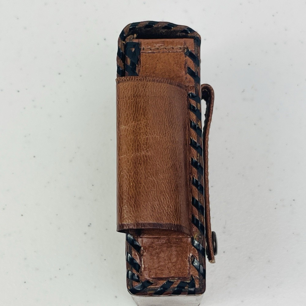 Vtg Hand Made Tooled Leather Embossed Cigarette Case Lighter Monterrey Mexico