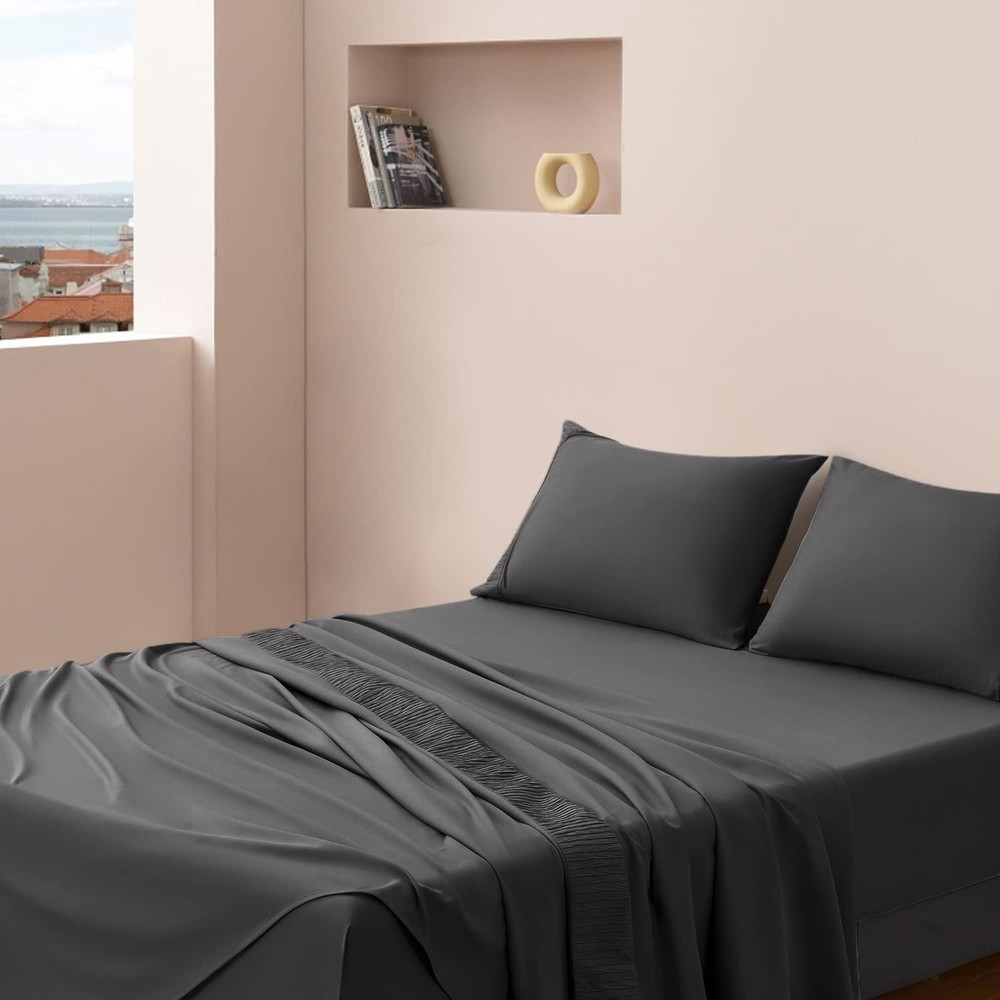 Bedding Bed Sheets Set - 1800 Thread Count Soft Sheets, Cooling Microfiber Be...