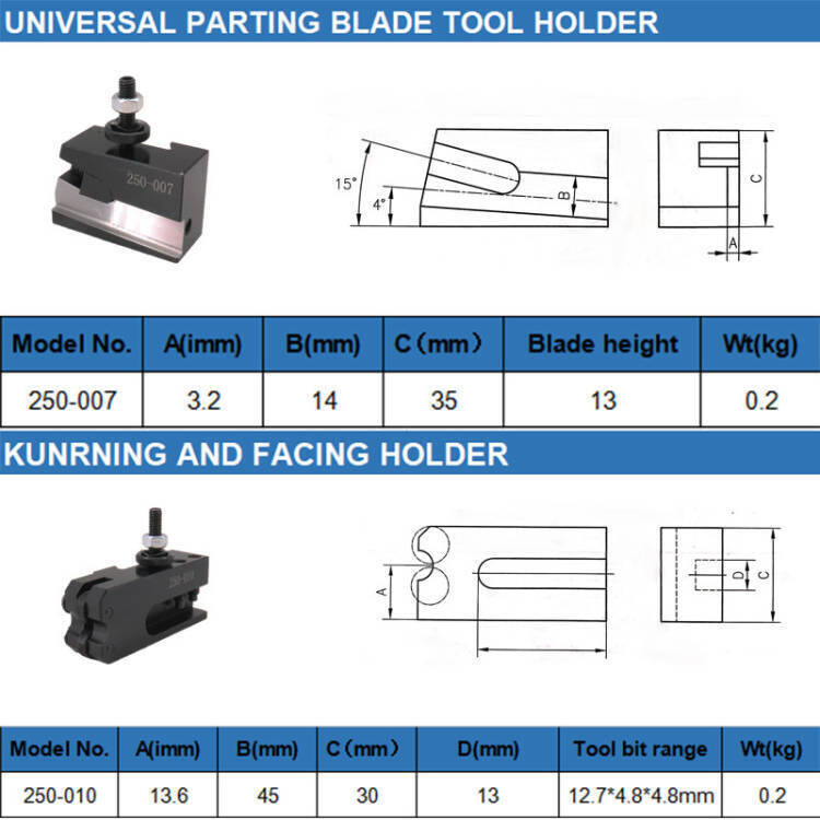 6 Pack Wedge Type Quick Change Tool Post Sets For 6-9" Swing Mini Lathe Black