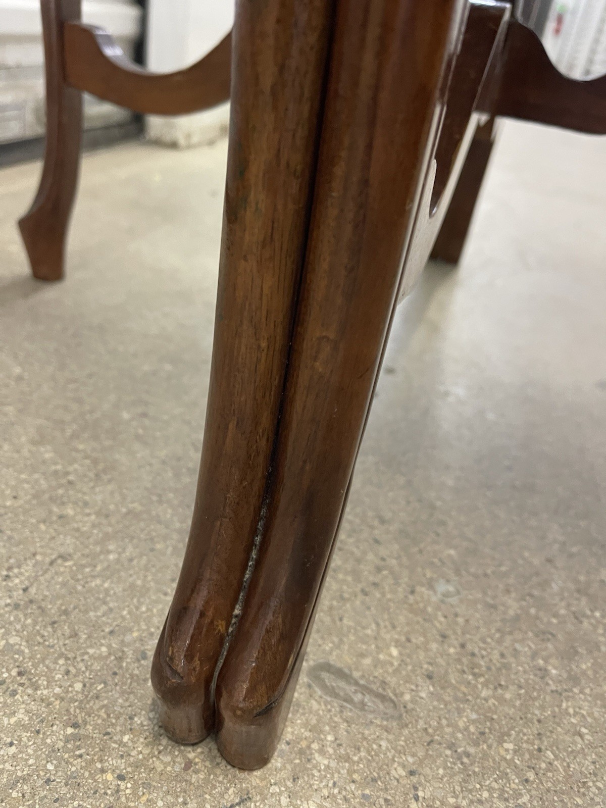 Vintage French Neoclassical Inlaid Marquetry Wood Side Table Ornate Legs Glass