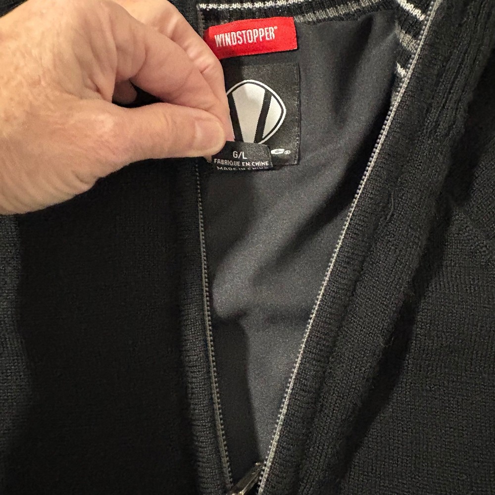 Sunice Windstopper Mens L 1/4 Zip Golf Sweater Black 100% Wool Lined Pullover