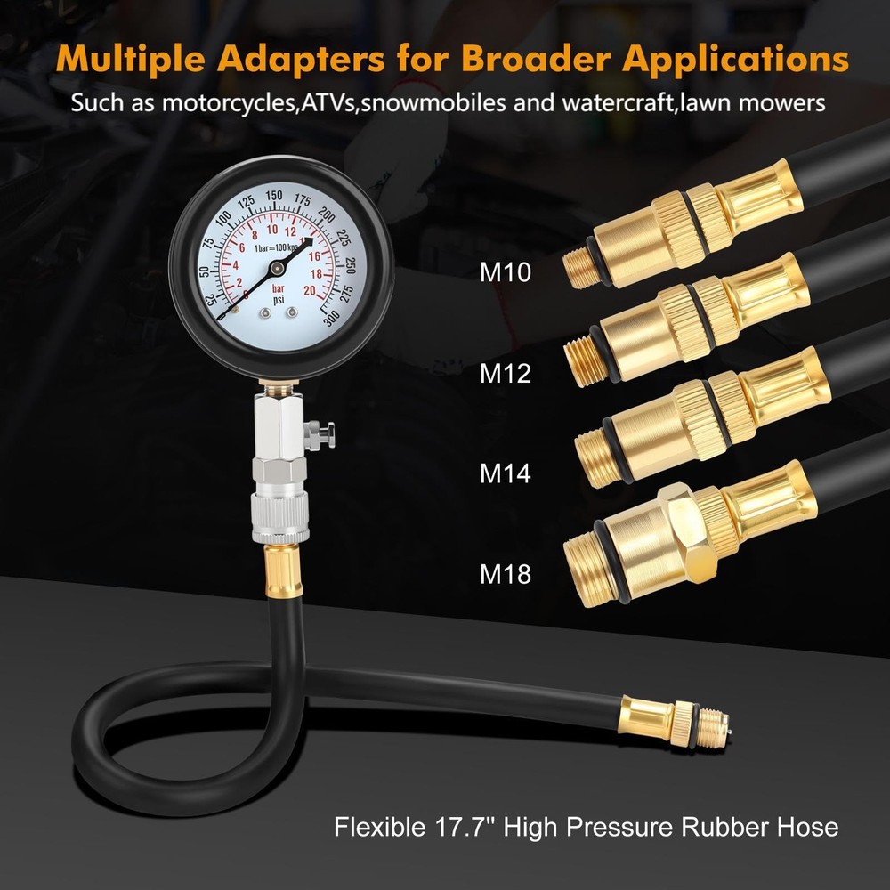Compression Tester Kit, Small Engine Cylinder Test Pressure Gauge Tool