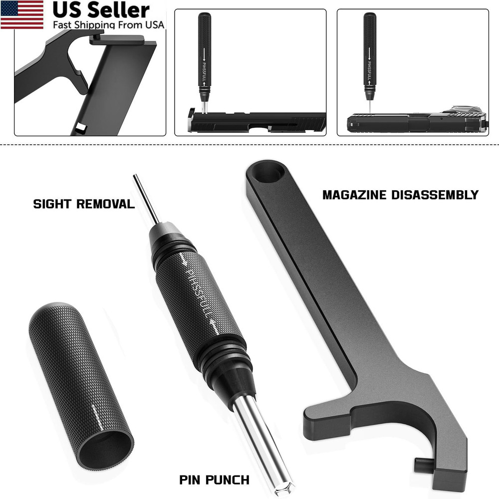 2-in-1 Tool Kit for Glock with Front Sight Remove, Magazine Silver