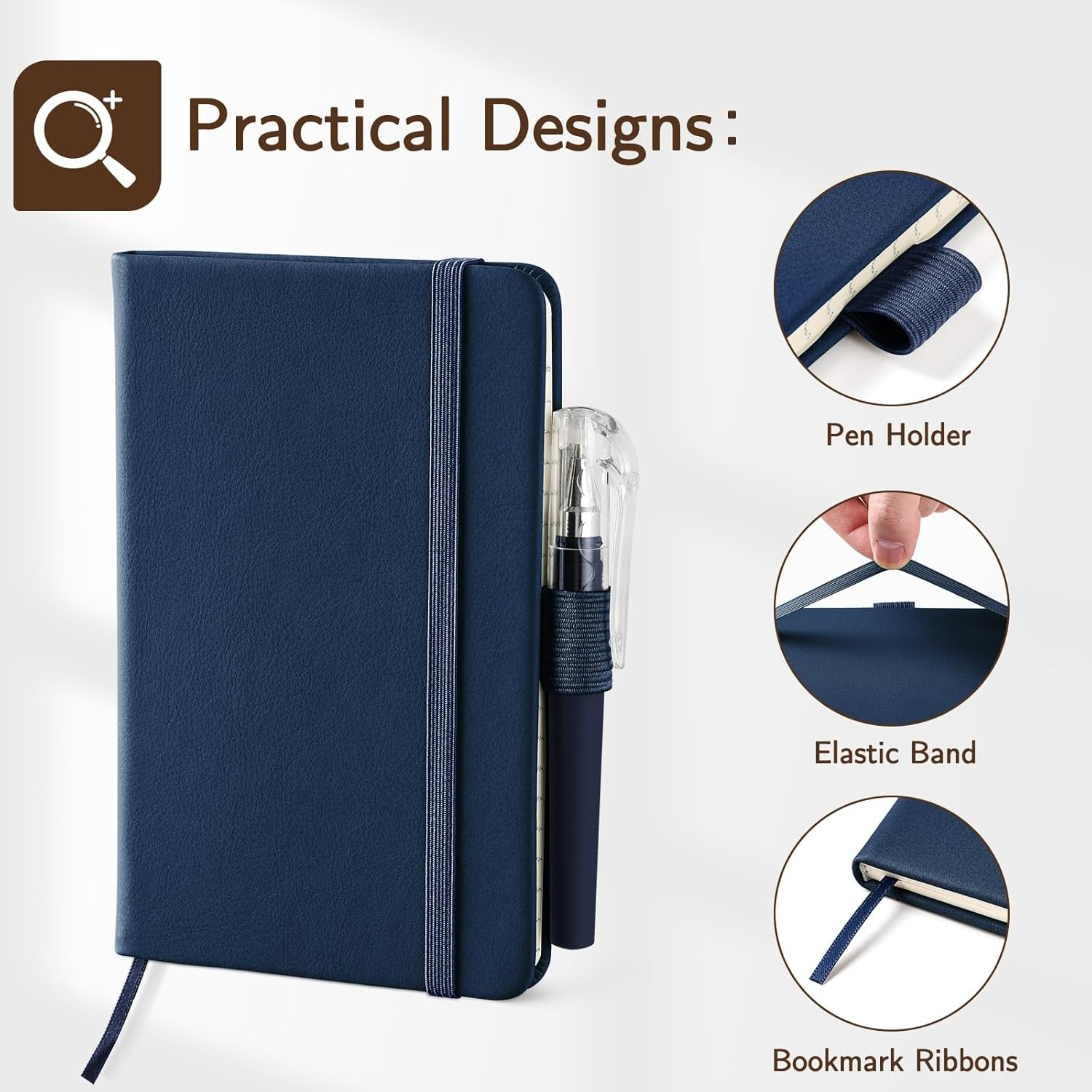 4 Pack Small Notebook Pocket Notebook, A6 Mini Leather Hardcover Journal, 3.7" X