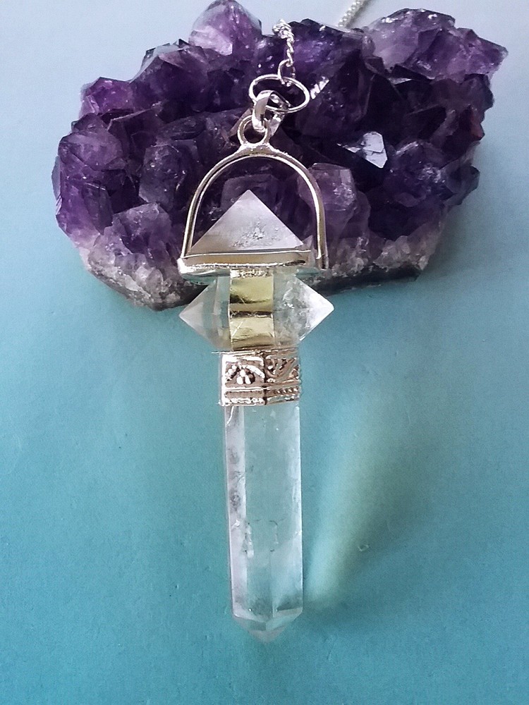 HERKIMER Pendulum,HERKIMER Diamond Dowsing Pendulum With Crystal Pyramid