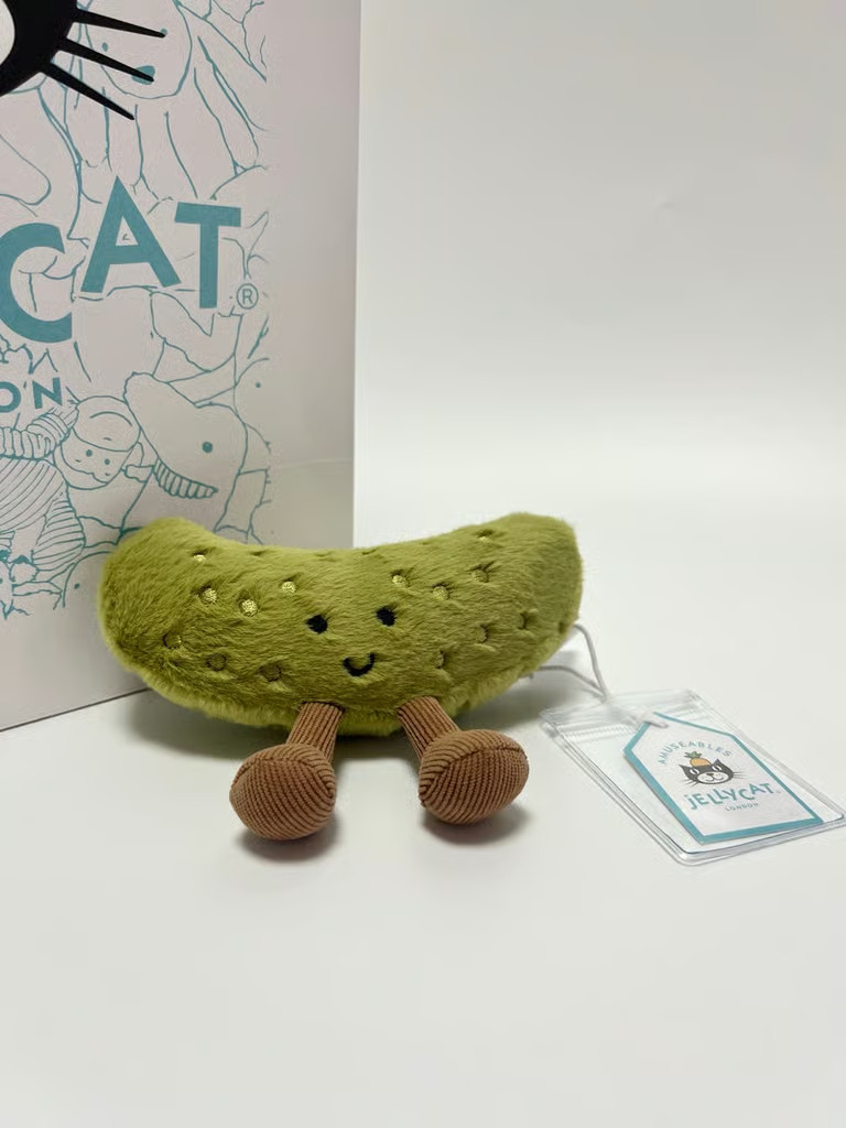 Jellycat Amuseable Green Sour Pickle Plush Toy - Cute Soft Collectible Doll NWT