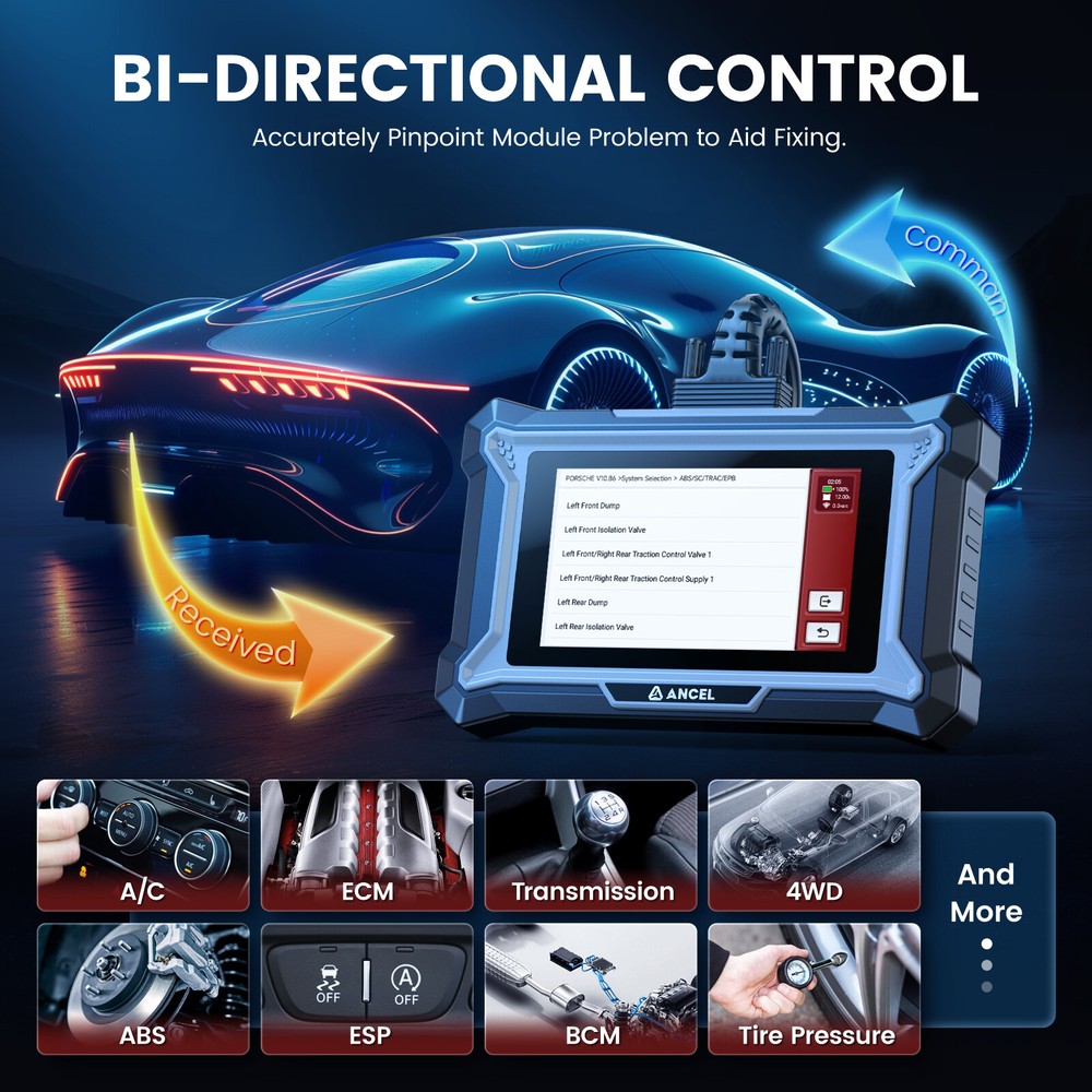 ANCEL DS160 for Ford Bidirectional OBD2 Diagnostic Scanner ECU Coding Oil Reset