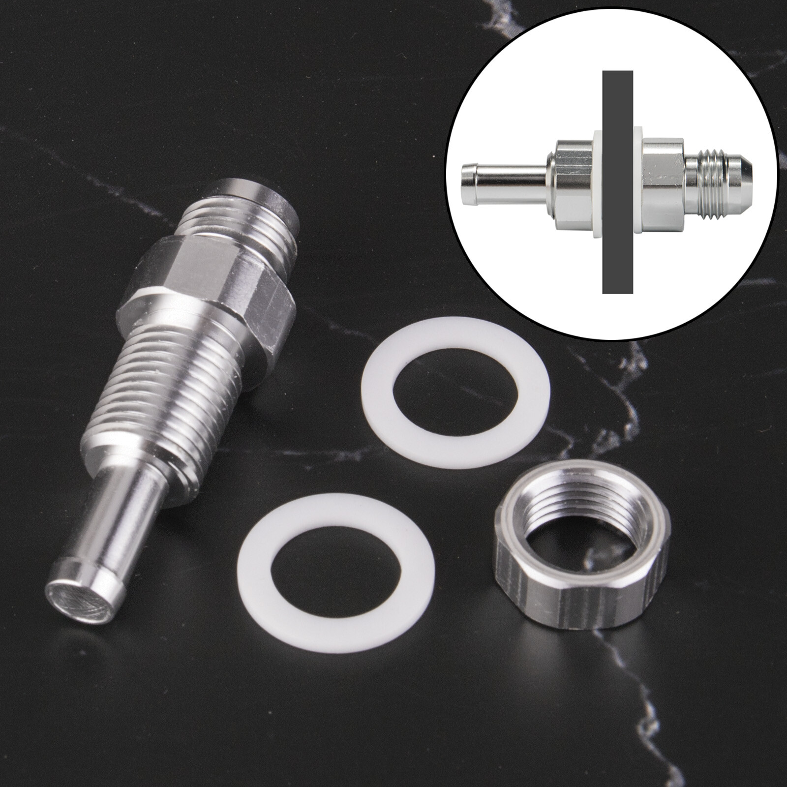 (2-Pack) -6AN Male Flare Bulkhead To 5/16 Hose Barb Fuel Tank Fitting 6an 6 AN