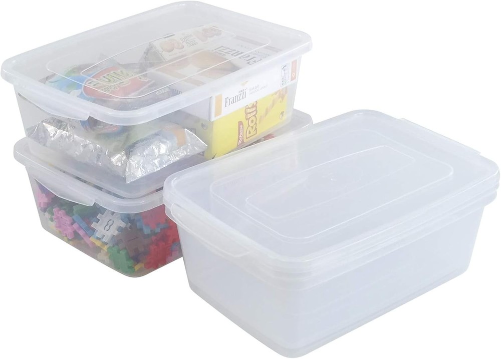 14 Quart Clear Storage Bin Plastic Latching Box/Container W/ Lid Shoe Boxes Set
