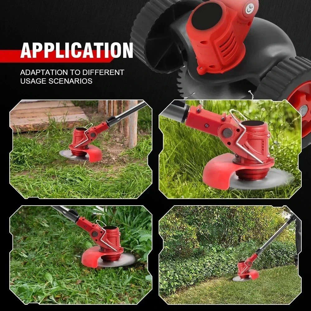 Red Electric Roller Mower (O-Shaped): 2 1500mAh Batteries & Charger
