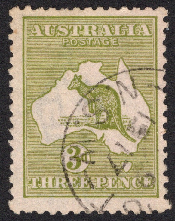 3d OLIVE KANGAROO 3RD WATERMARK - FINE USED (A29501)