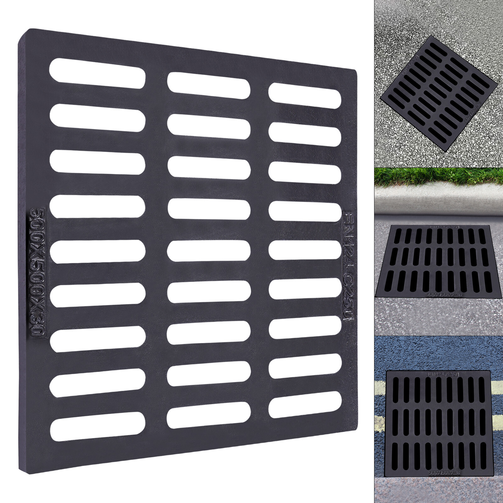Cast Iron Sewer Grate Drain Catch Basin Cover Strainers Trench Drainage Outdoor