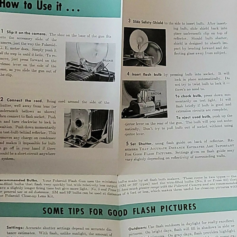 POLAROID CAPACITOR FLASH GUN #201 MODEL 95 CAMERA MANUAL 2