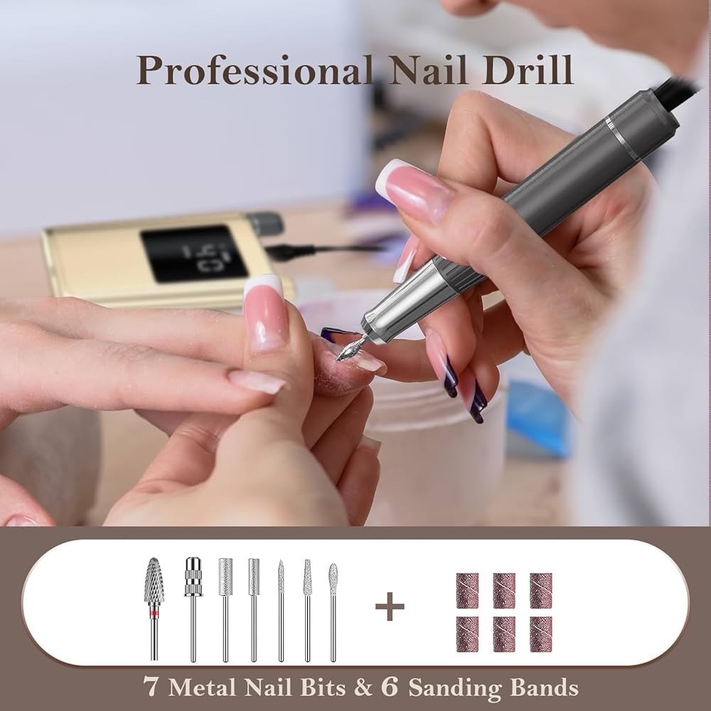 40000RPM Professional Brushless Electrical Nail Drill Portable Rechargeable Tool