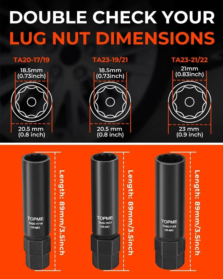 10 Spline Lug Nut Socket, Compatible with Bimecc 10 Spline Lug Key, for Remov...