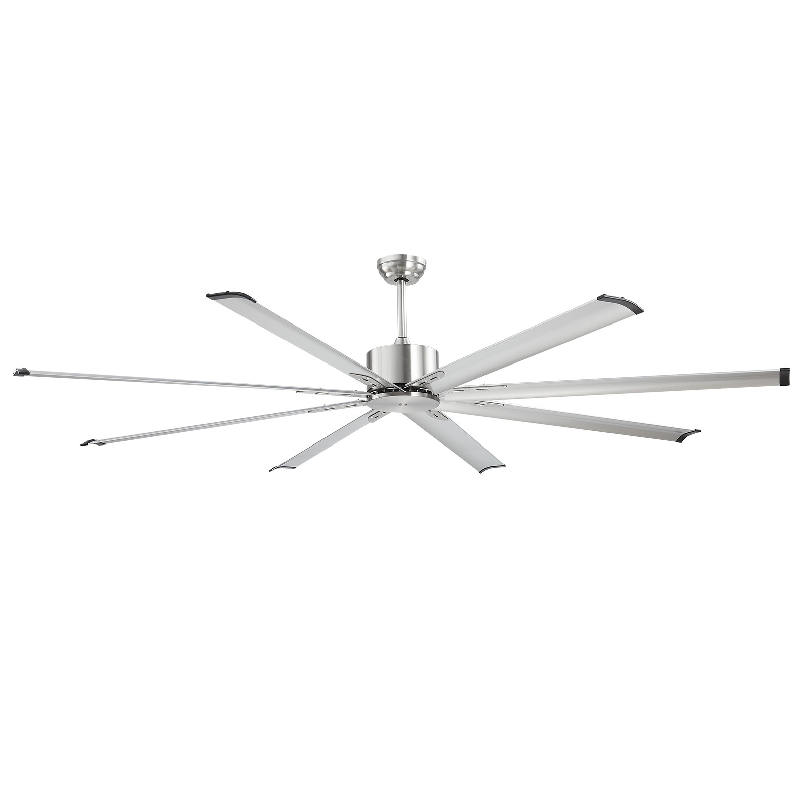 84" Aluminum Ceiling Fan No Light Remote Control Reversible Motor Brushed Nickel