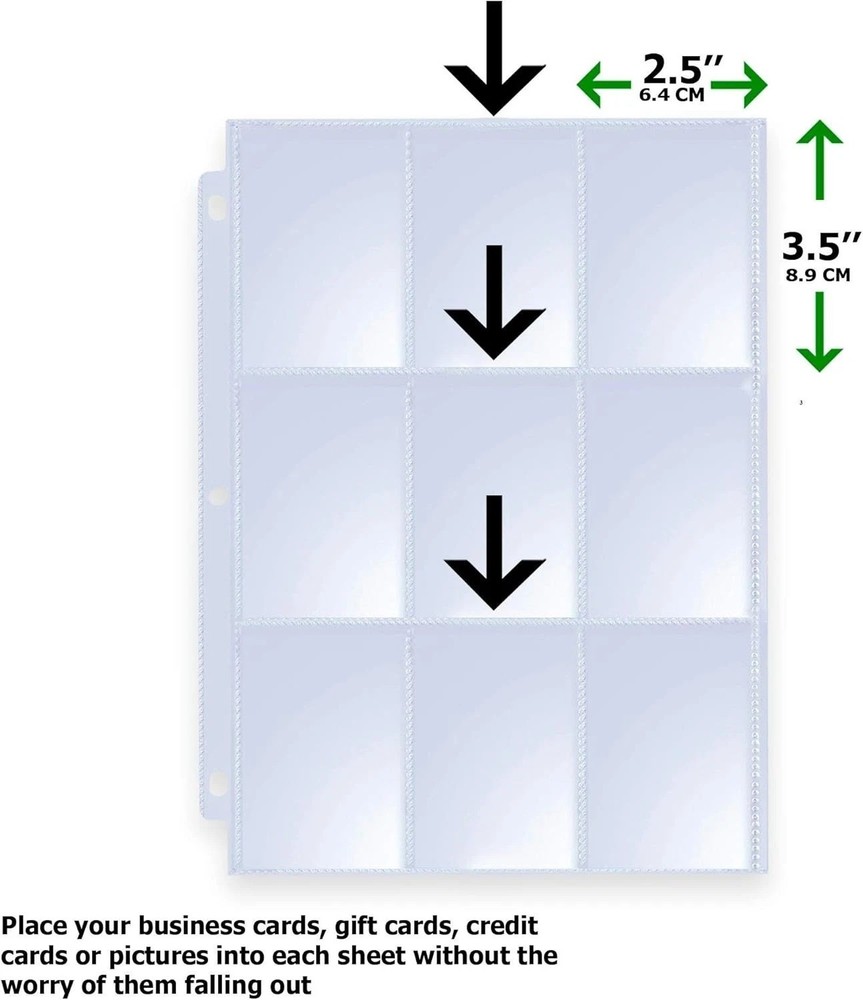 540 Pockets Card Sleeves Binder Sheets Baseball Card Sleeves Pages for 3 Ring...
