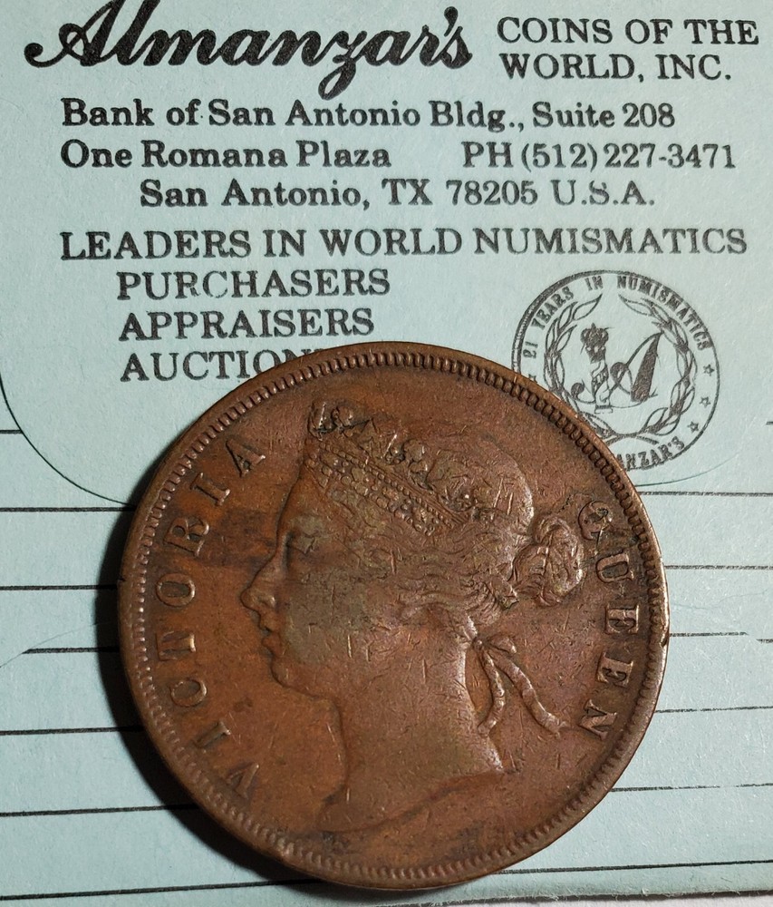 1883 Straits Settlements Queen Victoria Cent KM#9