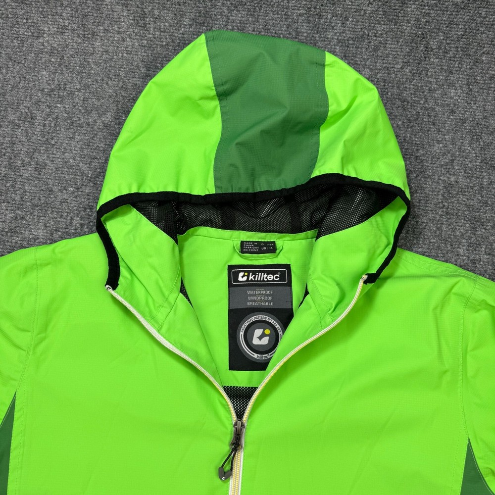 Killtec Parka Boys 14 Green Outer Shell Waterproof Windproof Full Zip Jacket