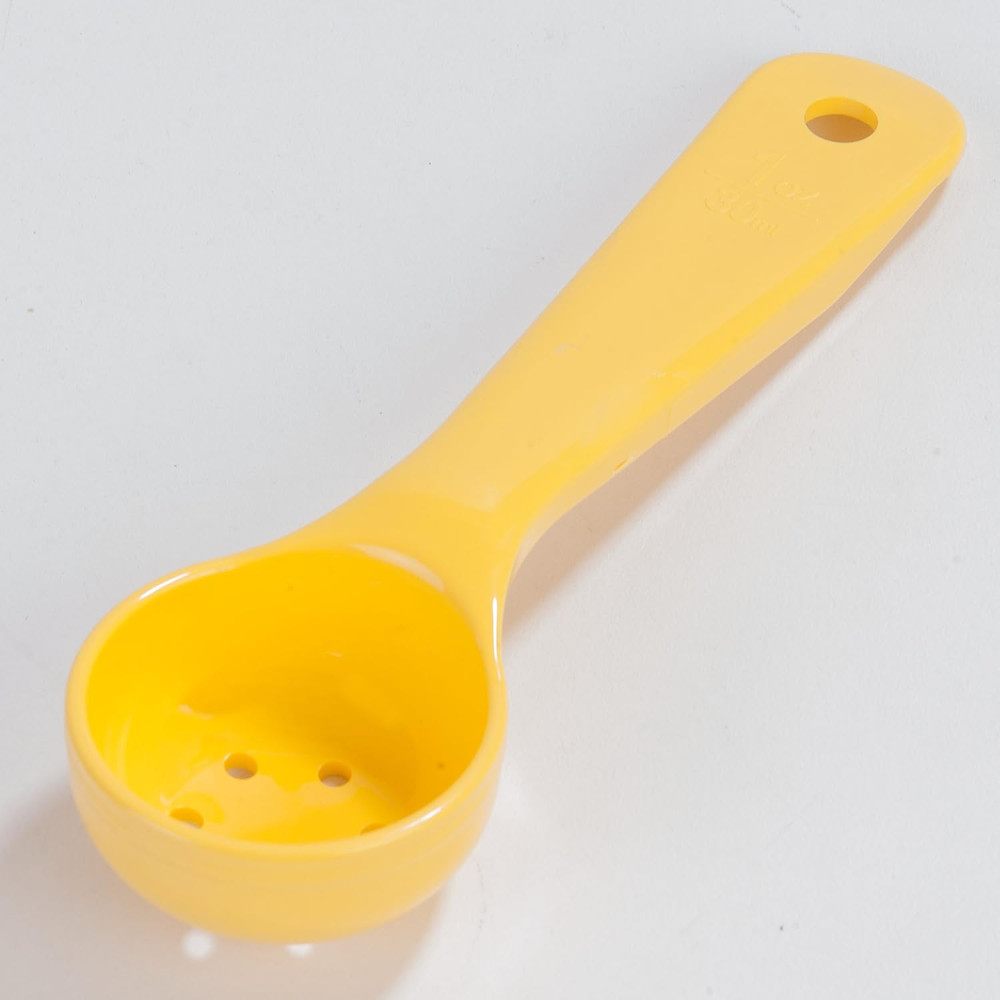 492304 Perforated Short Handle Portion Control Spoon, 1 Oz, Yellow