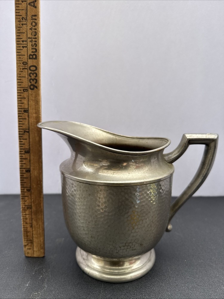 Vintage EPNS Hammered Silver Plate Creamer Pitcher Footed Handle