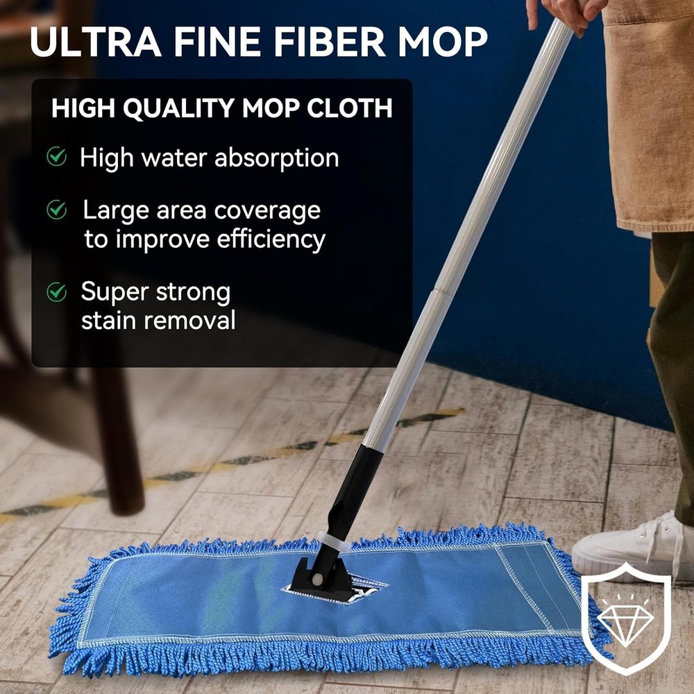 Dust Mop Head Replacement 24 Inch Blue Microfiber 3 Pack Commercial Sweeper