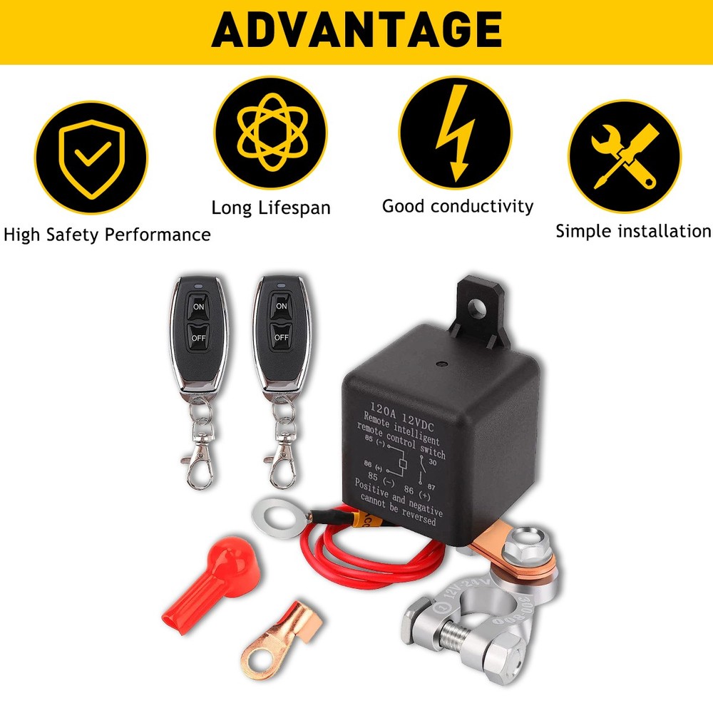 Car Battery Disconnect Cut Off Isolator Master Switch W/ Wireless Remote Control