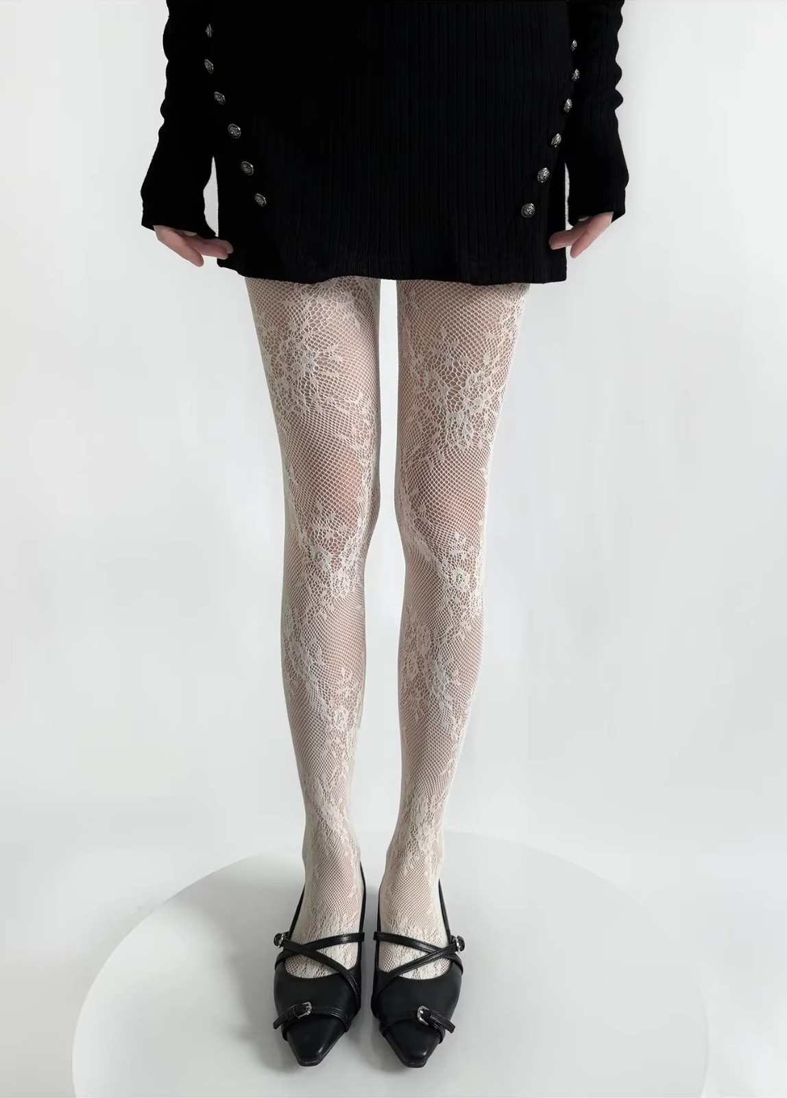 WOMENS GOTHIC FLORAL VINE FLOWER PATTERN MESH FISHNET PANTYHOSE STOCKINGS TIGHTS