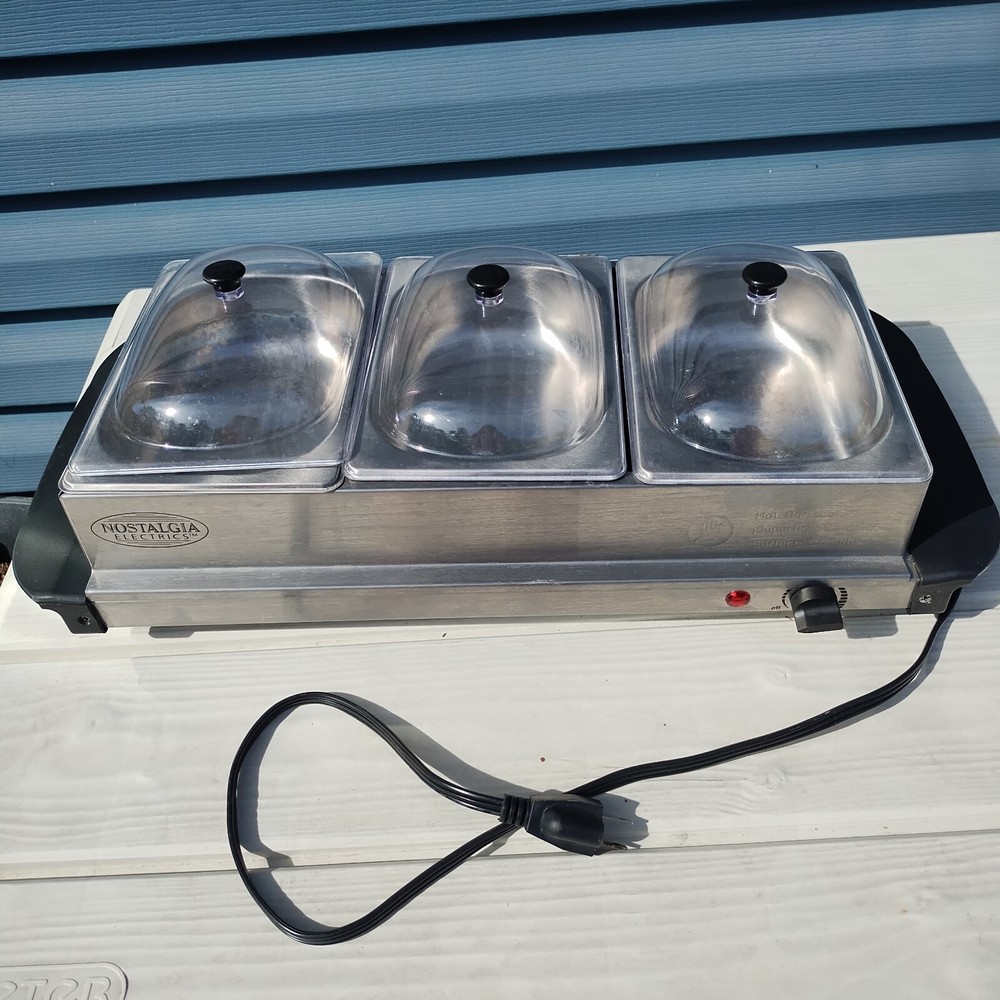 Nostalgia Electrics 3 Tray Buffet Server Warmer Parties Serving Tailgating